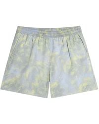 Maison Kitsuné - Floral-Print Seersucker Swim Shorts - Lyst