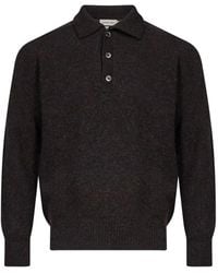Another Aspect - Knitted Long-Sleeve Polo Shirt - Lyst