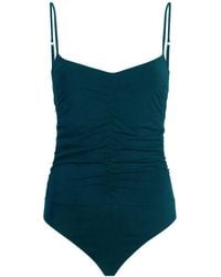 Another Tomorrow - Shirred Sleeveless Bodysuit - Lyst