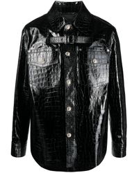 Versace - Crocodile-embossed Leather Jacket - Lyst