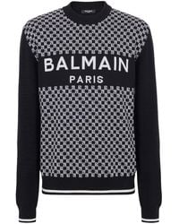Balmain - Pullover In Jacquard Mini Monogramma - Lyst