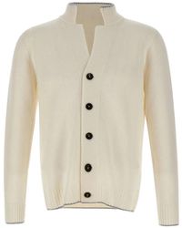 Eleventy - Ribbed-Trim Button-Up Cardigan - Lyst