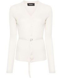 DSquared² - Fine-knit Belted Cardigan - Lyst