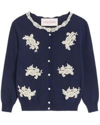 Valentino Garavani - Lace-Trim Embroidered Cardigan - Lyst
