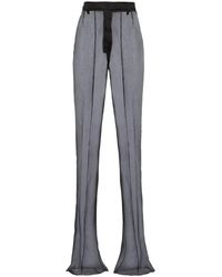 Prada - Organza Semi-Sheer Flared-Leg High-Rise Silk Trousers - Lyst