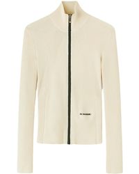 Jil Sander - Logo-Embroidered Ribbed-Knit Cardigan - Lyst
