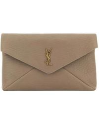 Saint Laurent - Large Cassandre Envelope Leather Pouch - Lyst