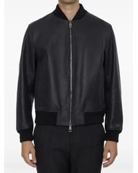 Dolce & Gabbana - Classic Leather Jacket With Embossed Logo Patch - Lyst