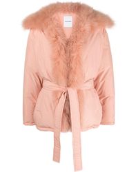 Yves Salomon - Shearling-trim Belted Down Jacket - Lyst