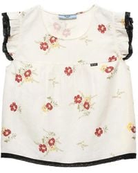Prada - Dessus En Lin Avec Motif Floral - Lyst