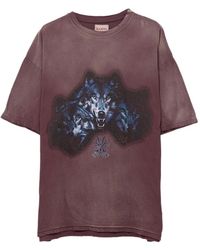 KAMIYA - Wolf-print Distressed T-shirt - Lyst