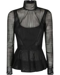 Elisabetta Franchi - Sheer-Panel Peplum Top - Lyst