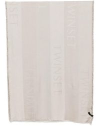 Twinset - Jacquard Stole With Logo - Lyst