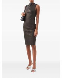 Rick Owens - Open-Back Leather Midi Dress - Lyst