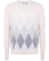 Ballantyne - V-Neck Diamond-Pattern Sweater - Lyst