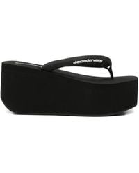 Alexander Wang - Logo-Print Platform Sandals - Lyst