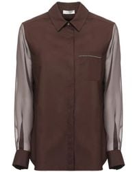 Panicale - Camisa De Manga Translúcida Con Botones En La Parte Posterior - Lyst