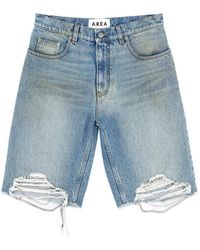 Area - Shorts Verfraaid Met Kristallen En Franje - Lyst