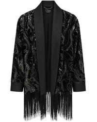 Clips - Sequin-Embellished Fringed Coat - Lyst