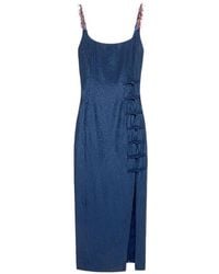 Shanghai Tang - Sequin-Embellished Frog-Fastening Midi Dress - Lyst