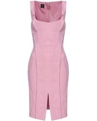 Pinko - Robe courte en lin à encolure carrée - Lyst
