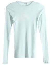 AURALEE - T-Shirt En Maille Côtelée À Manches Longues - Lyst