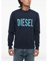 DIESEL - Pull À Logo En Jacquard Et Col Rond - Lyst