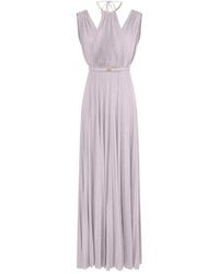 Elisabetta Franchi - Belted Lurex Maxi Dress - Lyst