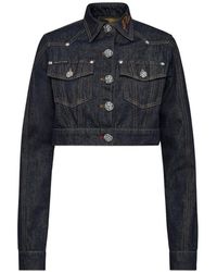 Philipp Plein - Chains Cropped Denim Jacket - Lyst