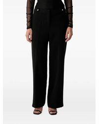 DKNY - Logo-Button Wide-Leg Trousers - Lyst