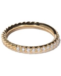 David Yurman - 18kt Yellow Gold Cable Collectibles Diamond Stack Ring - Lyst