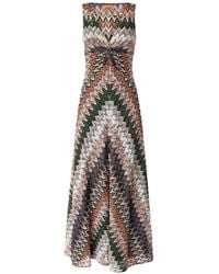 Missoni - Long Dress With V-Neck And Pattern - Lyst