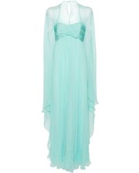Alberta Ferretti - Cape-design Silk Dress - Lyst