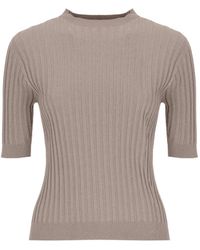Peserico - Ribgebreide Trui Met Korte Mouwen - Lyst