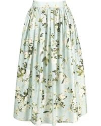Erdem - Midi-Plooirok Met Bloemenprint - Lyst