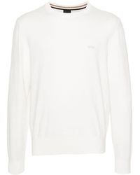 BOSS - Logo-embroidered Cotton Jumper - Lyst