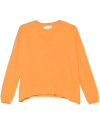Psophia - V-Neck Side-Slit Cotton Sweater - Lyst