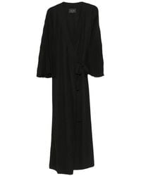PHILIA LOFT - V-Neck Pleated-Sleeve Maxi Dress - Lyst