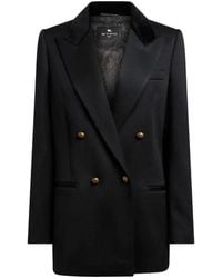 Etro - Double-Breasted Wool Jacket With Velvet Insert - Lyst