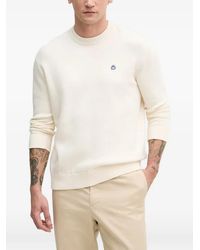 Benetton - Logo-Embroidered Ribbed-Trim Sweater - Lyst