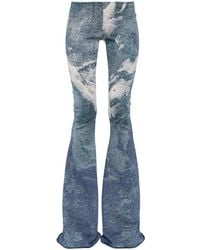 Roberto Cavalli - Patterned-Jacquard Glitter Flared Trousers - Lyst
