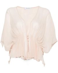 Max Mara - Top Met Knopen En Ruches - Lyst