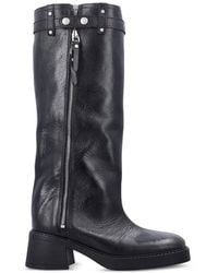 Miista - Izolda Buckled Zip-Up Calf Leather Boots - Lyst