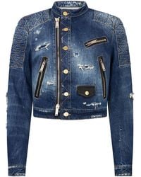 DSquared² - Medium Broken Biker Jeans Jacket - Lyst