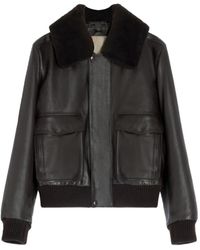 Lemaire - Fur-Collar Leather Jacket - Lyst