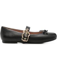Love Moschino - Buckle-Strap Bow-Detail Ballet Flats - Lyst