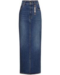 Area - Denim-Midirock Mit Logo-Anhänger - Lyst