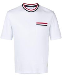 Thom Browne - Katoenen T-shirt Met Rwb-streep - Lyst