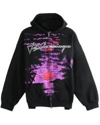 Balenciaga - Graphic-Print Zip-Up Hoodie - Lyst