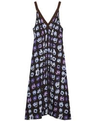 Prada - Floral Print Marocain Dress - Lyst